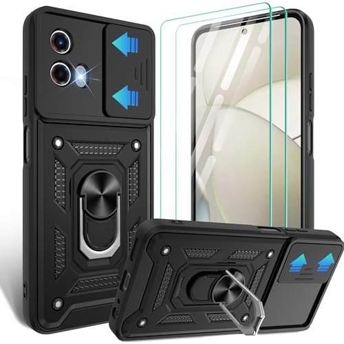 Coque Motorola G Power 5G 2024 noire avec 2 verres trempés et protection d'appareil photo intégrée