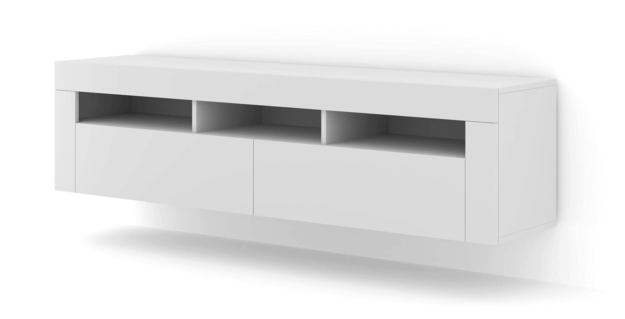 BIM Furniture Lowboard TV Schrank Moreno 160 cm Hängend oder Stehen universal Unterschrank Fernsehschrank TV Board Sideboard HiFi-Tisch Hängender Schrank (Weiß Matt)