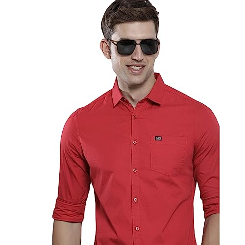 Image of The Indian Garage Co Men Slim Fit Solid Full Sleeves Cutaway Collar Casual Shirt