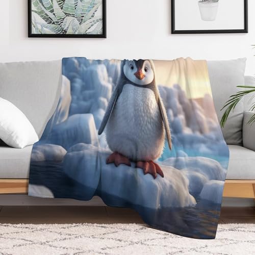 Couverture pingouin plaid lit canapé peluche douce légère jeté de sofa 100x130cm