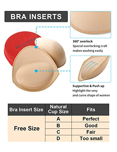 RELLECIGA Women's Push Up Bra Inserts Breast Enhancer Cups Removable Sport Bra Cups Inserts3
