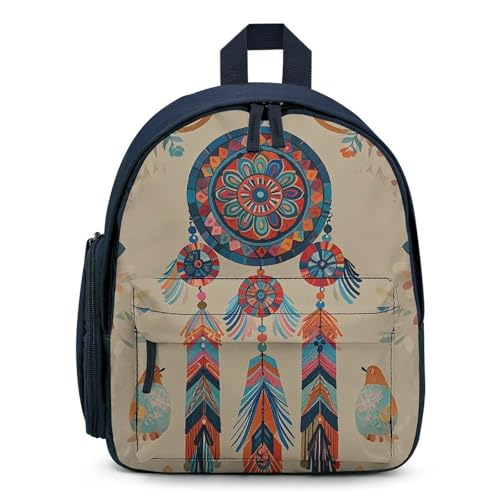 Colorful Retro Tribe Dream Catcher Backpack for Men Women, Durable Small Bookbag Lightweight Daypack for Travel, Hiking, Blue-style