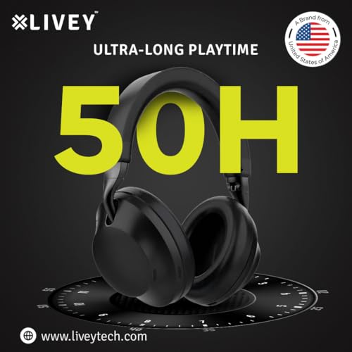 Image of LIVEY 910BT-ENC Series Wireless Active Noise Cancellation ENC Mics Multipoint Technology HiFi Audio Headset Optimized for Microsoft Teams & UC Compatible with iOS Android Mac Windows Devices (Black)
