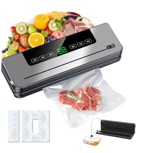 Máquina selladora al vacío, potente sistema de conservación de alimentos compacto 6 en 1 de precisión de 90 Kpa, sellador al vacío de alimentos rápido y multifuncional con sistema de vacío externo con