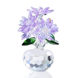Ornalrist Crystal Purple Daisy Flower Figurine, Gifts for Women, Friend, Glass Daisy Bouquet Floral Collectible Decor Birthday for Her Women Sister