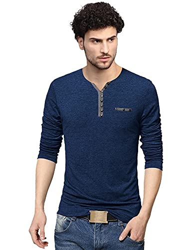 Image of EYEBOGLER Noble Monk Men's Solid Regular fit T-Shirt (T3 Navy Melange M)