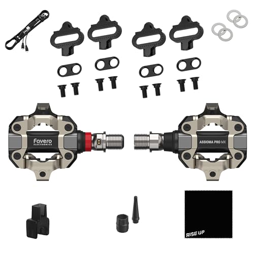 Favero Assioma PRO MX-1, Single-Sensing Side Pedal Based Cycling MTB Power Meter with Extra Cleats, MTB-Compatible SPD Cleats, Bluetooth and ANT+ Connectivity for Cycling GPS Computers & Smartphones
