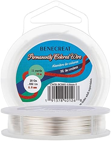 BENECREAT 20 Gauge Jewelry Silver Wire Tarnish Resistant Copper Wire for Craft Beading Jewelry Making 33-Feet/11-Yard