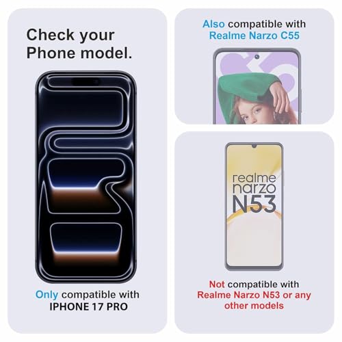Image of Tempered Glass Screen Protector Compatible for iPHONE 17 PRO with Edge to Edge Coverage and Easy Installation Kit