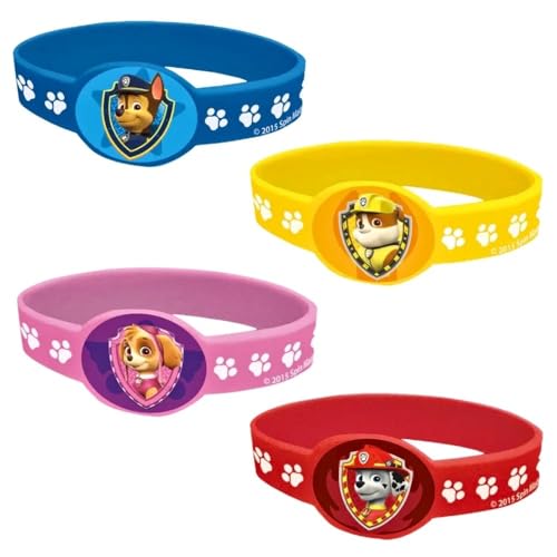 Unique Assorted Colors Paw Patrol Stretchy Bracelets - 3.50' x 1.25' (Pack Of 4) Kids Bracelets - Durable Vinyl & Fun Party Favors & Gifts For Kids, Great For Themed Parties & Events