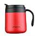 Gteller Tazza da caffè in acciaio inox da 12 once, tazza isolata sottovuoto a doppia parete con coperchio e maniglia per mantenere le bevande calde e fredde (rosso) immagine
