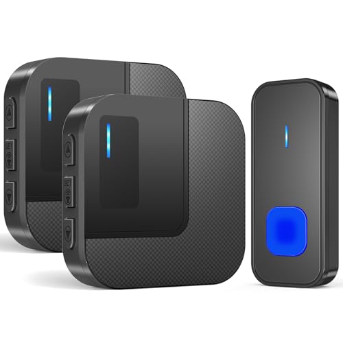 Kabol Wireless Doorbell with 2 Receivers, Plug in Door Bells 1000ft Long Range, Waterproof Cordless Chime Kits, 55 Melodies, 5 Volume Levels, Battery Operated Button Easy Install for Home, Business