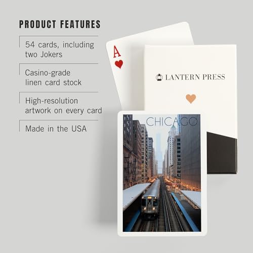 Lantern Press Chicago Illinois L Train Baraja Poker 52 Cartas miniatura 3