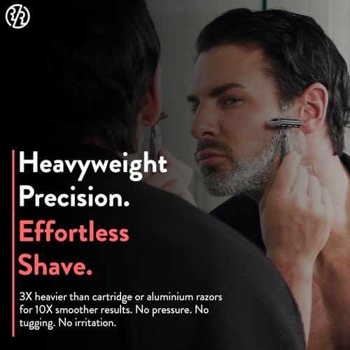 ROCKWELL RAZORS 6C White Chrome Safety Razor for Sensitive Skin. Reduces Razor Burn and Irritation. Comes with 6 Adjustable Shave Settings and 5 Recyclable Blades. Reusable Razor for Men and Women