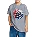 Boys Girls 4th of July Tops Kids Short Sleeve T-Shirts Floral Graphic Tees Shirts Cotton Patriotic Tshirts Gifts Gray