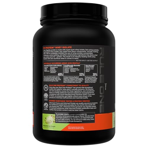 Image of Rule 1 Proteins R1 Protein Whey Isolate, Pistachio Ice Cream, 22 Servings | 25g of Protein from Whey Isolates and Hydrolysate isolates for Workout Recovery and anytime use