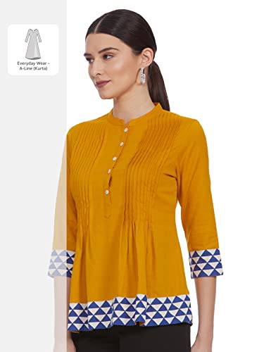 Image of Amazon Brand - Myx Women Cotton Regular Fit Casual Kurti (Available in Plus Sizes)
