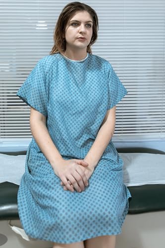 Image of 3 Pack - Blue Hospital Gown with Back Tie / Hospital Patient Gown with Ties - Fits Small - XL