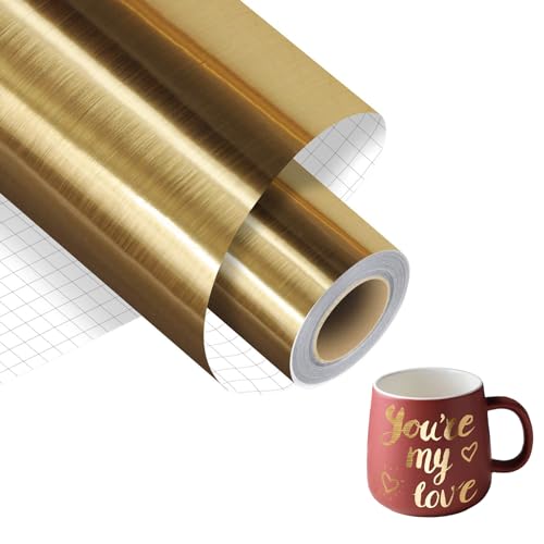 CPYJW Plotterfolie Selbstklebend,Vinylfolie Plotter Alufolie Gold Plotterfolie Vinyl Goldfolie Selbstklebend für Diy-Geschenke, Tasse, Fenster, Keramik, Kunststoff