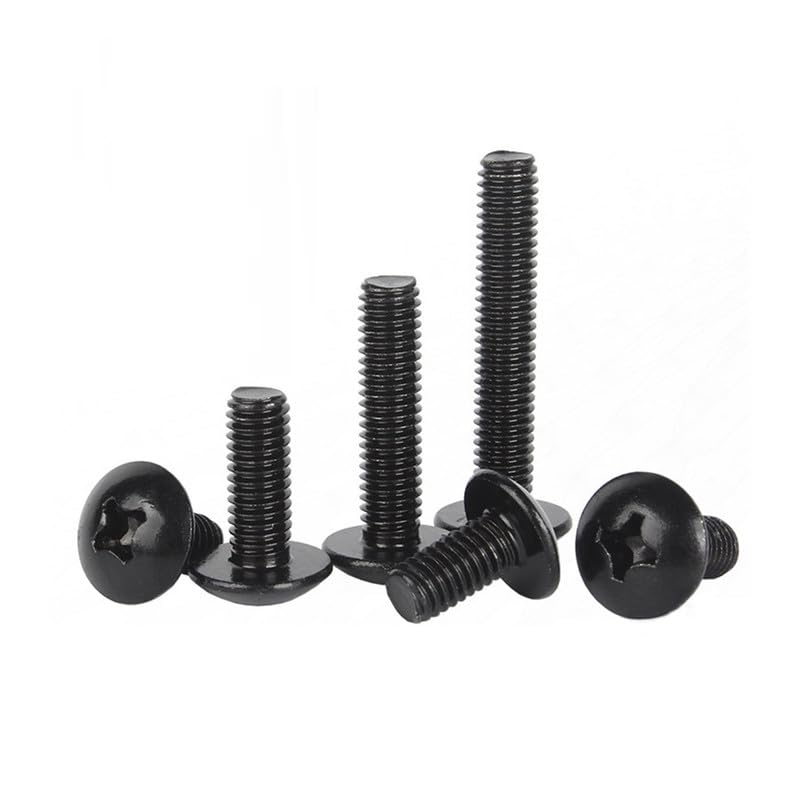 Croce Bulloni a testa tonda Acciaio inossidabile 304 Nero Zinco Fungo Bulloni testa tonda piatta Pan Viti Machine Elementi di fissaggio M5 x 20mm 20 Pcs