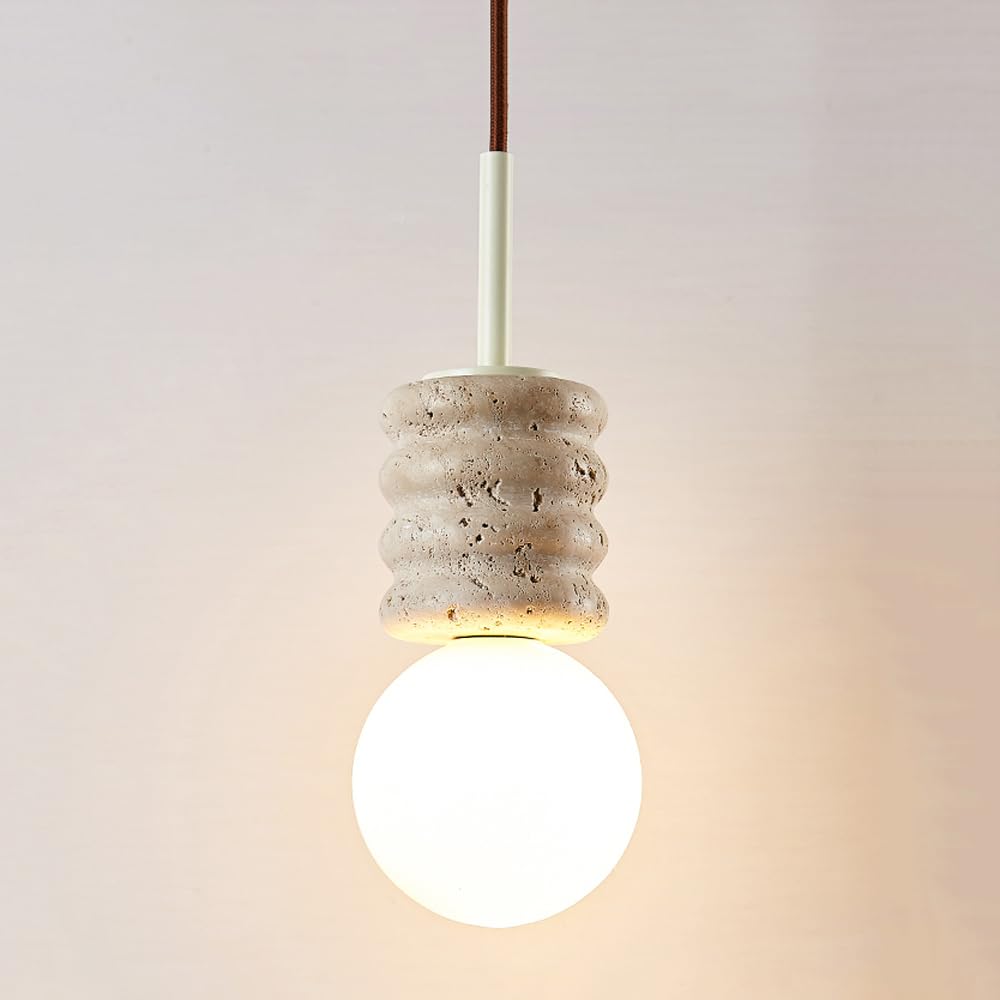 Globe lampe de plafond suspendue Wabi Sabi en travertin jaune