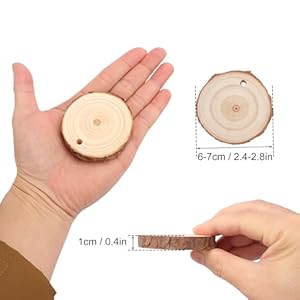 100 PCS 24 28 Inch Unfinished Wood Slices Natural Wood Slices Predrilled with Hole Wood Slice for DIY Arts Craft Christmas Ornaments