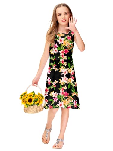Remimi Girls Summer Sleeveless Dress Tropical Print Skater Twirly Dresses 3-14 Years4