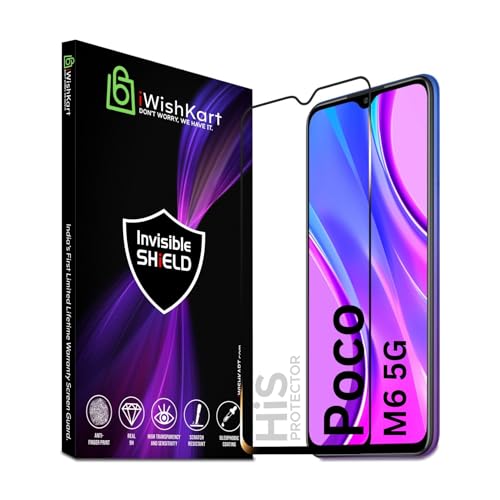 Image of Poco M6 5G Tempered Glass [with warranty] screen protector guard Full Edge to Edge 9H Full Glue FHD with Easy Installation kit (PocoM6)