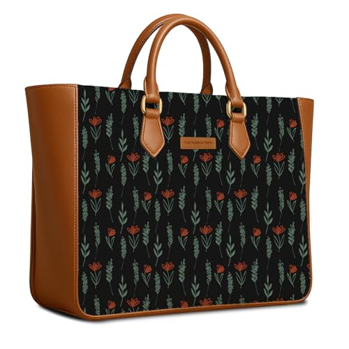 Image of The Purple Tree Handcrafted Women's Tote Bag with Vegan Leather Handles & Indian Prints, Shoulder Tote Bag and Handbag for Office and College (Pack of 1)