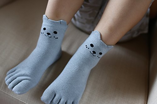 Tesoon Panda Pattern Cotton Toe Socks Kids-Children 3-12 Years, 5Pairs-5C, 7-12 Years #TOP3