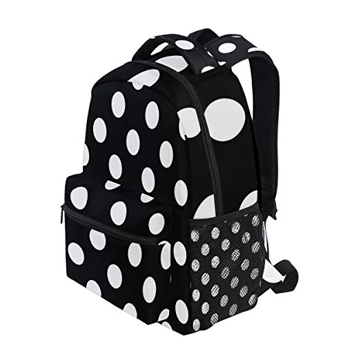 ALAZA Black White Polka Dot Backpack Daypack School Bag Travel Shoulder Bag for Students Boys Girls2
