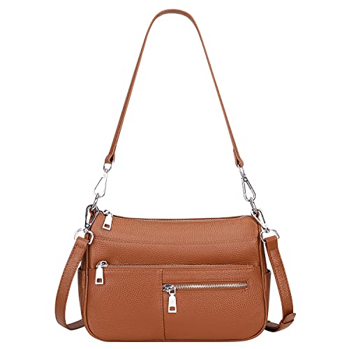 Over Earth Genuine Leather Shoulder Bag Small Crossbody Handbags for Women Ladies Purse