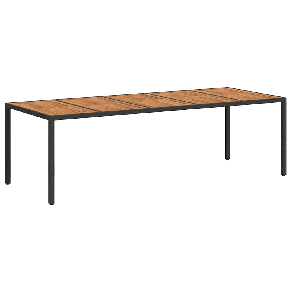Stół ogrodowy, czarny, polirattanowy, 250 x 100 x 75 cm, stabilny, odporny na warunki atmosferyczne, na taras, balkon, do jedzenia, na kemping, piknik, imprezę, meble