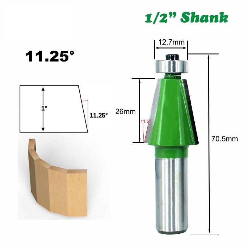 Set di Frese for Smusso 5 Pezzi con Codolo 1/2 11.25 15 22. 30 for La Lavorazione del Legno da 45 Gradi(12.7mm Shank)