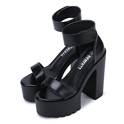 OCHENTA Womens Fashion Platform Sandals Chunky Heels Lug Sole Block High Heel Comfortable Sexy Heels2