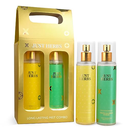 Image of Just Herbs Body Mist Spray for Men and Women With Long Lasting Fragrance Perfume Combo Gift Set - Signature Style (2 x140ml)