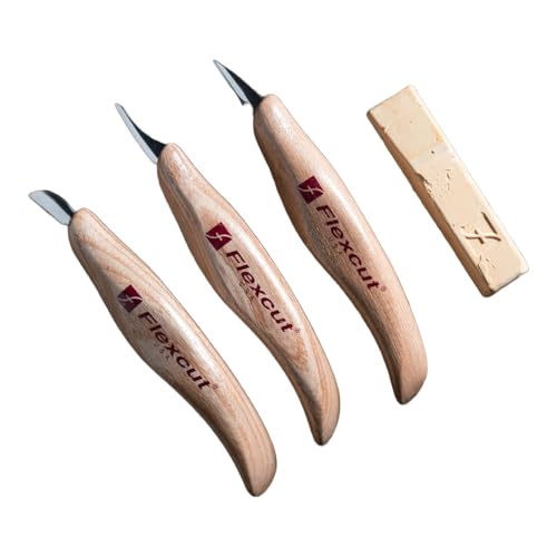 Image of Flexcut Wood Carving Set | Detail Knife Set, with Mini-Pelican, Carving, and Detail Knife | 1095 High Carbon Steel Blades | KN400 | Made in the U.S.A
