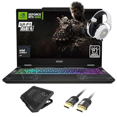 msi Cyborg 15.6 inch FHD 144Hz Gaming Laptop, Intel Core 7 240H, NVIDIA GeForce RTX 5060, 16GB RAM, 1TB SSD, WiFi 6E, RGB Backlit Keyboard, w/Assy Cooling Pad HDMI Cable, Windows 11 Pro