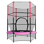 GALACTICA NEW Mini Trampoline | 4.5FT 55" with Safety Net Enclosure | Indoor Outdoor Children’s Activity Junior Trampoline - Pink