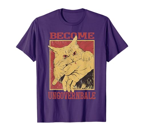 Become Ungovernable - Black Cat Biting Hand Funny Meme T-Shirt