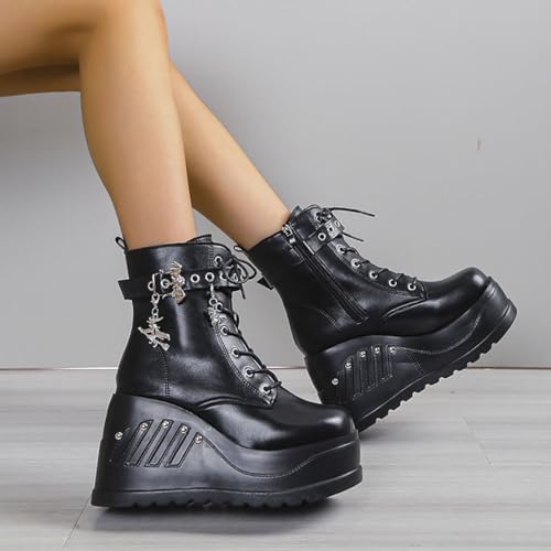 Image of Ulalaza Women Mary Jane Dress Pumps Lolita Shoes Cute Platform Gothic Double Ankle Strap Round Toe Chunky Heel Uniform Pumps Shoes Perfect for School Party Business Work Dance Date Night Club