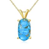 JKR Turquoise Necklace for Women Sterling Silver Gold Plated Oval Western Turquoise Stone Pendant Ne