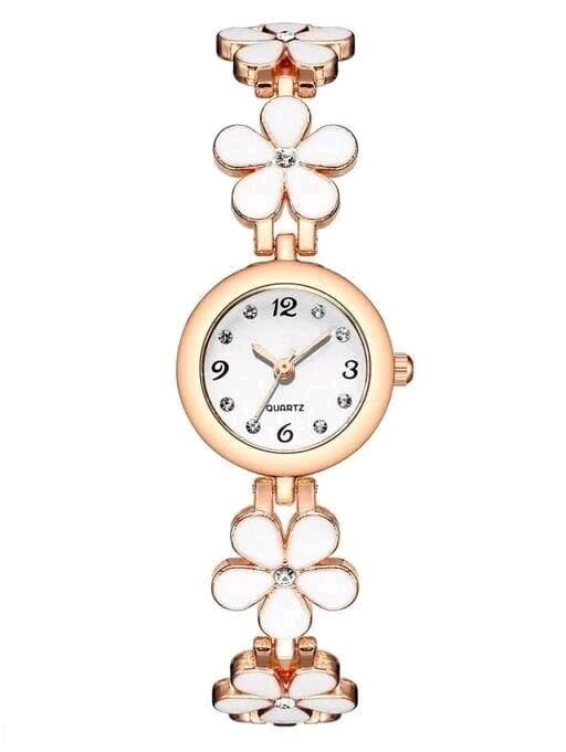 LAKSH Flower Pattern Analog Womens or Girls Watch (Rose Gold White)(SR-047) AT-47 (B0CW9XZC2R) Amazon Price History, Amazon Price Tracker