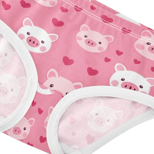 Wusikd Cute Pig Girls' Underwear Cotton Pink Hearts Girls Briefs Soft Toddler Underwear 2T4