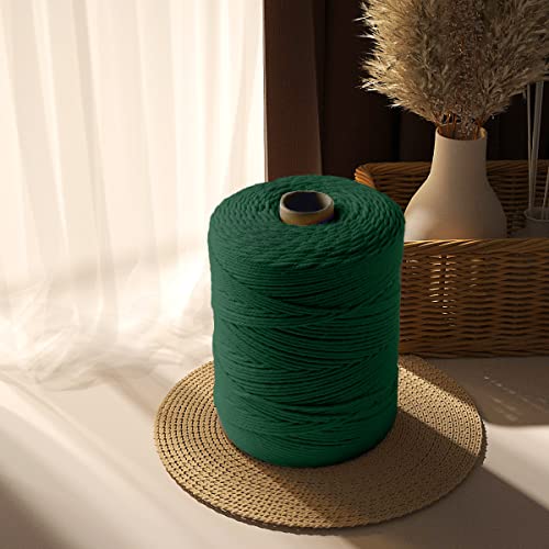Image of ZUEXT Macrame Cord, Blackish Green, 3mm x 547yds Cotton String Macrame Yarn | Natural Handmade, 4 Strands Twisted Cotton Rope, for Craft Wall Hanging Weaving Tapestry Dream Catchers Hanger DIY Gift, 500m