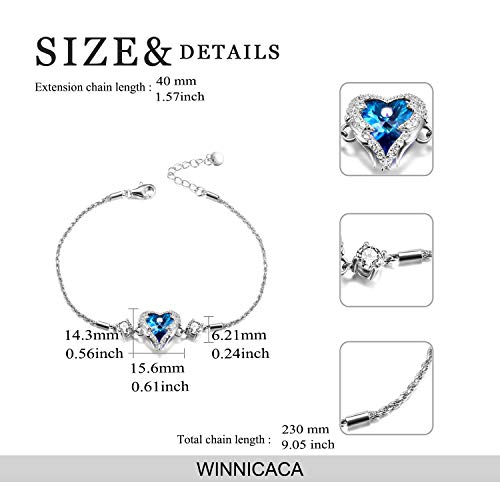Winnicaca Angel Bracelets For Women Sterling Silver Heart Of Ocean Bracelet Crystals Bracelets For Girls #TOP2