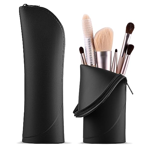 SLUKULU Travel Makeup Brush Organizer Made of Easy-to-Clean Waterproof Silicone