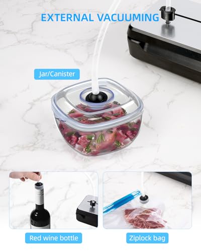 Miniatura 7 de Envasadora Al Vacío, Maquina Al Vacio De Alimentos Con 6 Modos, Bandeja Recogegotas Extraíble, Cuchilla De Corte Y Dos Cables Calefactores