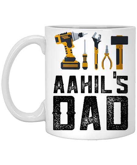 Personalized Dad Mug, Gifts for Dad, Personalized Dad Mug, Custom Daddy Gift, Dad Ever, Kids Name Aahil's Dad 11oz White Mug Mug for Dad, Custom Dad Mug, Dad 692144