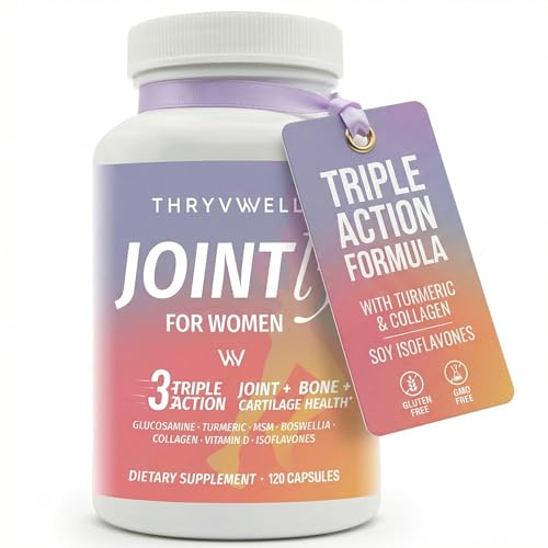 ThryvWell Joint Supplements for Women | 14-in-1 Joint Bone & Cartilage Support | Glucosamine Chondroitin MSM Turmeric Collagen Calcium | FSA Eligible | HSA Eligible | Lab Tested | 120 Capsules